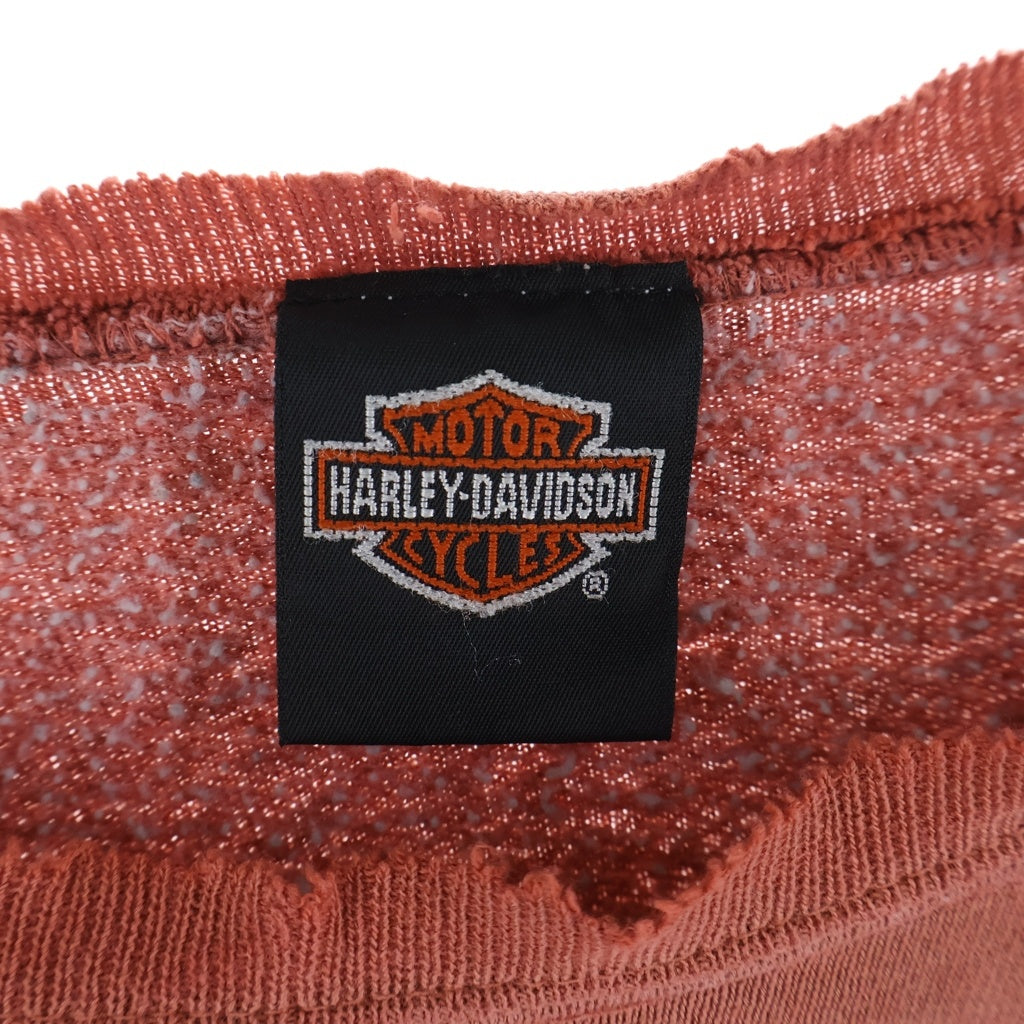 HARLEY DAVIDSON(ハーレーダビッドソン) 90s エンブレム刺繍 フェードボロスウェット オレンジ -