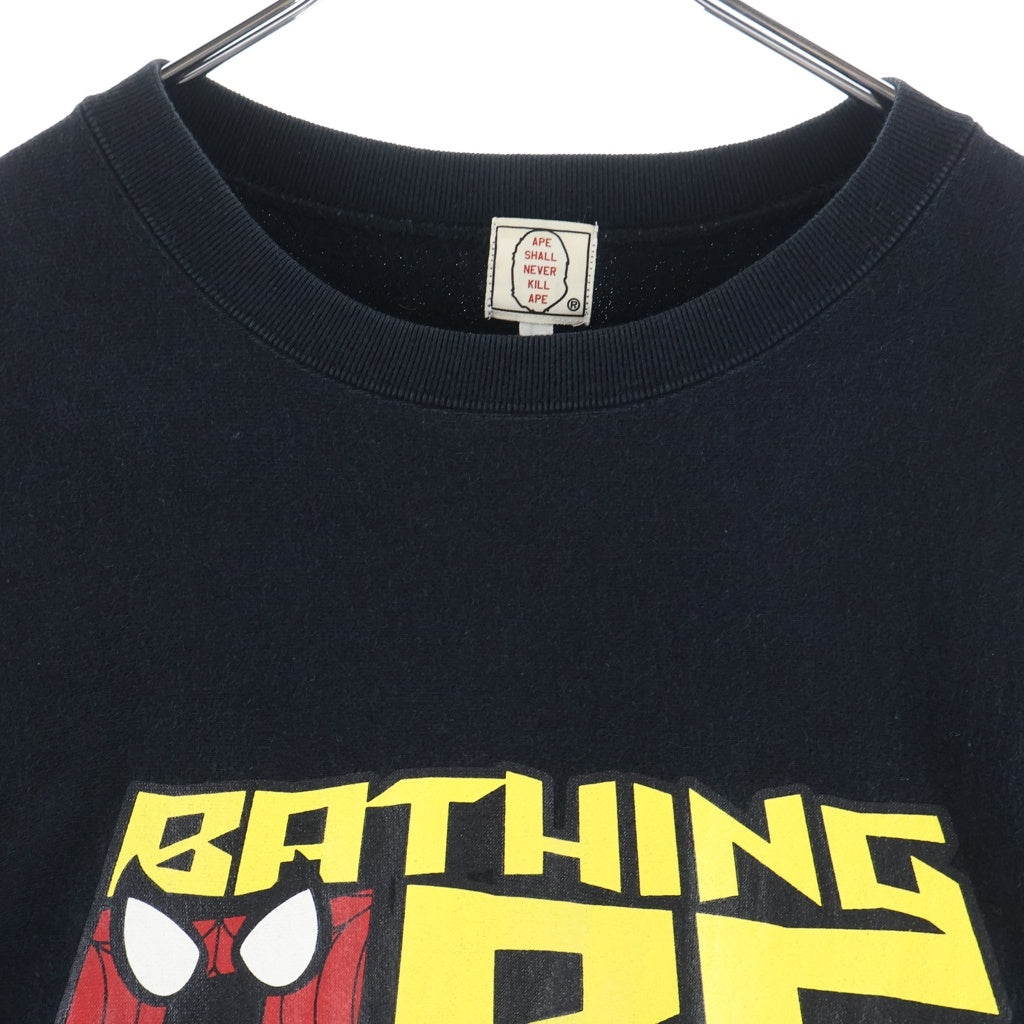 A BATHING APE(アベイシングエイプ) 90s ×MARVEL SPIDERMAN CREWNECK SEATSHIRT マーベル スパイダーマン クルーネックスウェットトレーナー ブラック -