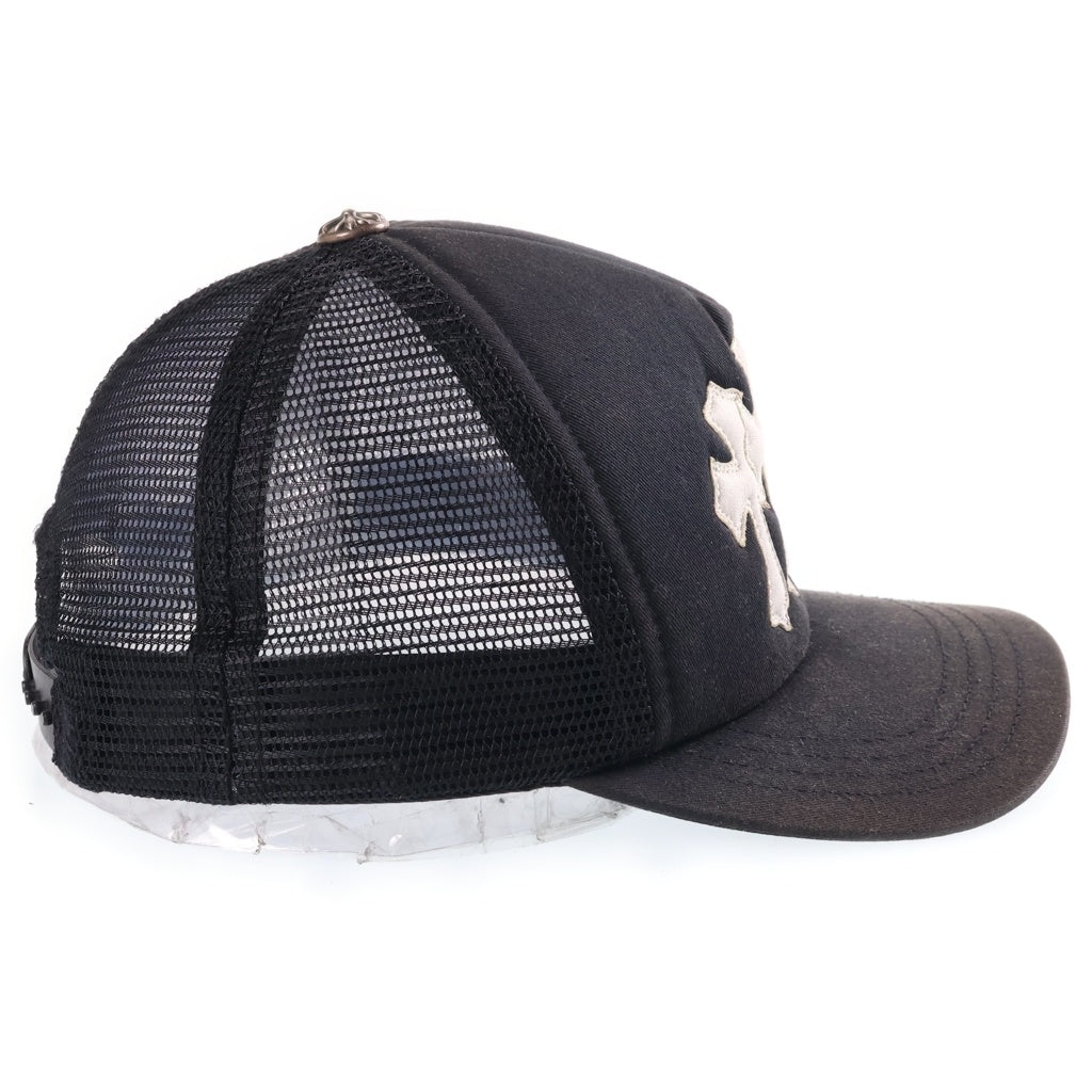 CHROME HEARTS(クロムハーツ) TRUCKER CAP トラッカーキャップ 3セメタリーハラコレザーパッチメッシュキャップ帽子 ブラック/ホワイト