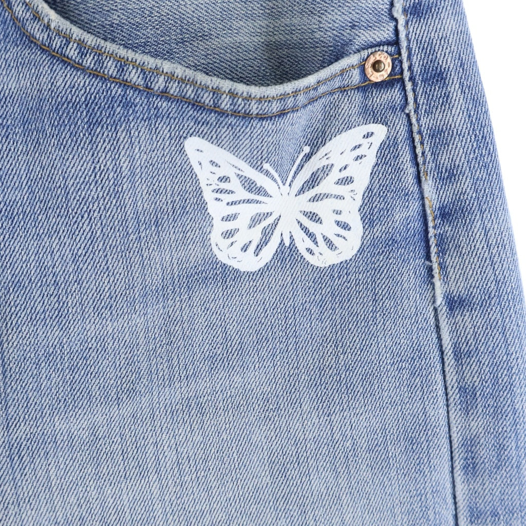 About Dreams(アバウトドリームズ) Butterfly Denim アバウトドリームス バタフライプリント リメイク デニムパンツ インディゴ -
