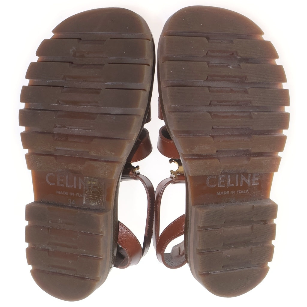 CELINE(セリーヌ) トリオンフ金具 グラディエーターレザーサンダル ブラウン レディース -