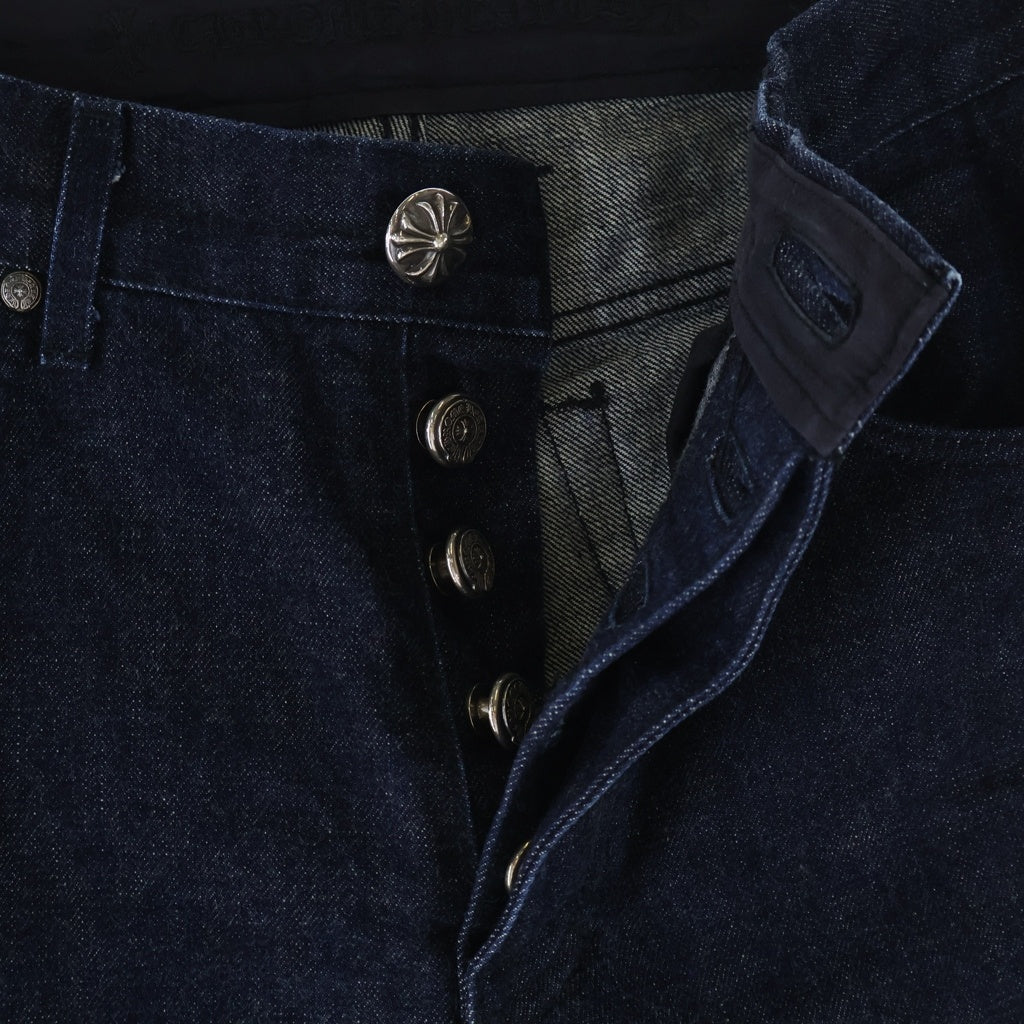 CHROME HEARTS(クロムハーツ) CRS BTN DENIM PANTS クロスボールボタン スクロールラベル ボタンフライデニムパンツ インディゴ