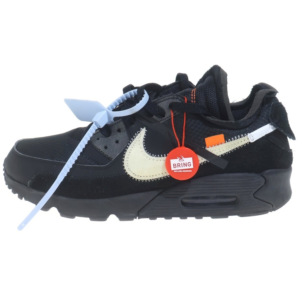 NIKE(ナイキ) ×OFF-WHITE AIR MAX 90 BLACK/BLACK-CONE-WHITE オフホワイト エアマックス90 ローカットスニーカー ブラック US9.5/27.5cm AA7293-001