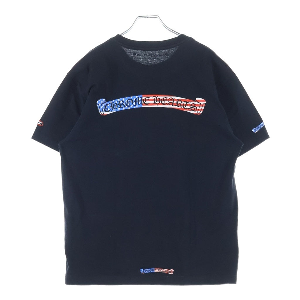 CHROME HEARTS(クロムハーツ) アメリカンフラッグ スクロールラベルプリント 半袖Tシャツカットソー ブラック -