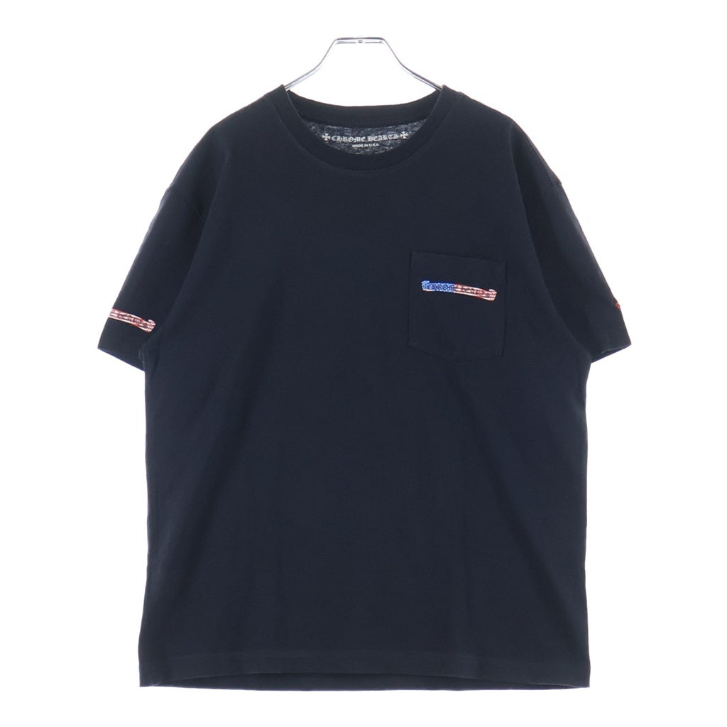 CHROME HEARTS(クロムハーツ) アメリカンフラッグ スクロールラベルプリント 半袖Tシャツカットソー ブラック -