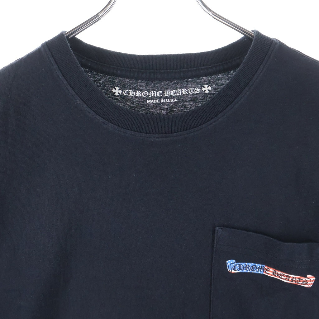CHROME HEARTS(クロムハーツ) アメリカンフラッグ スクロールラベルプリント 半袖Tシャツカットソー ブラック -