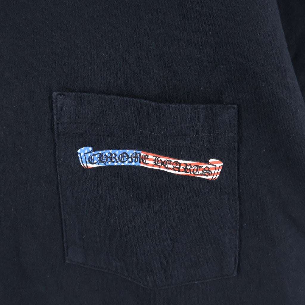 CHROME HEARTS(クロムハーツ) アメリカンフラッグ スクロールラベルプリント 半袖Tシャツカットソー ブラック -