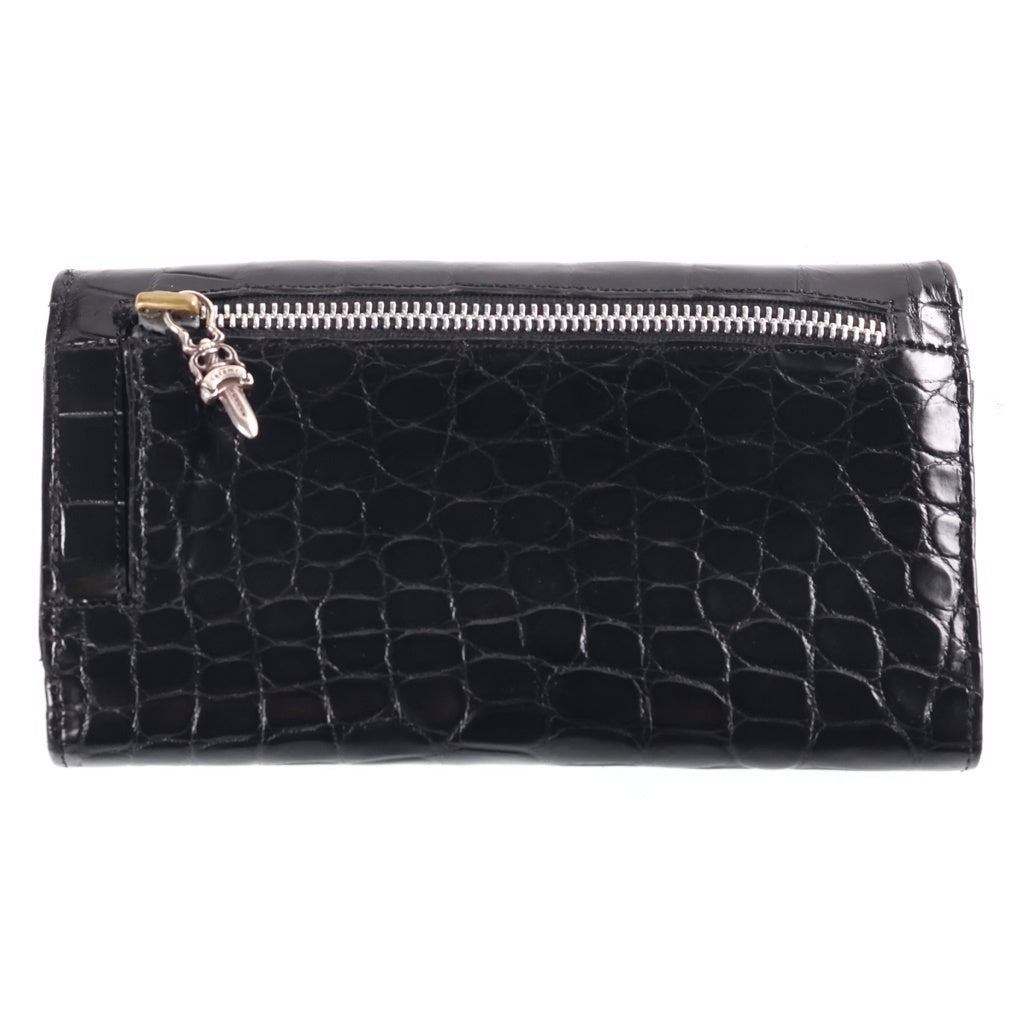 CHROME HEARTS(クロムハーツ) WAVE ALLIGATOR ウェーブアリゲーター クロスボールボタンレザーウォレット 長財布 ブラック