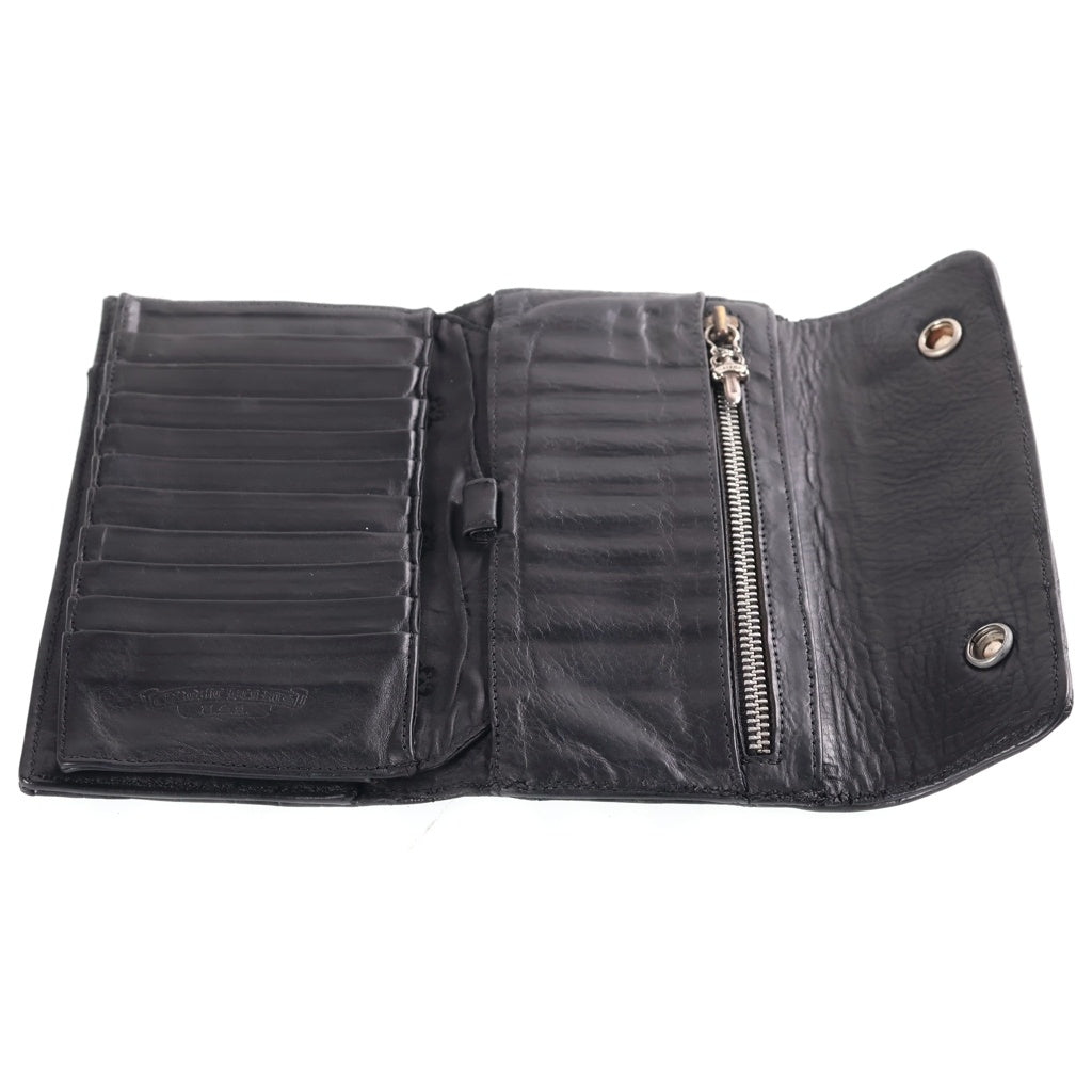 CHROME HEARTS(クロムハーツ) WAVE ALLIGATOR ウェーブアリゲーター クロスボールボタンレザーウォレット 長財布 ブラック