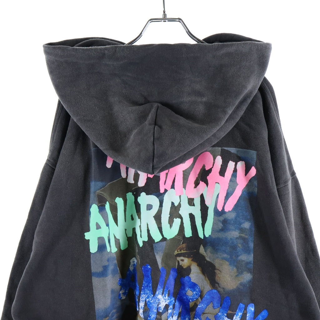 SAINT MICHAEL(セントマイケル) 25AW HOODIE ANARCHY アナーキー カットオフ プルオーバーフーディー パーカー ブラック SM-HR1-0000-119