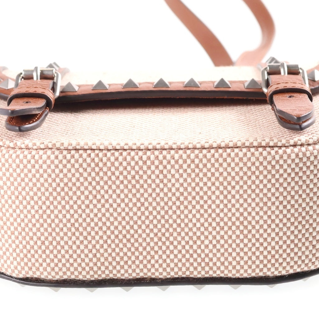 VALENTINO(ヴァレンティノ) Rockstud Foldover Top Shoulder Bag ロックスタッズクロスボディバッグ ショルダーバッグ ベージュ レディース