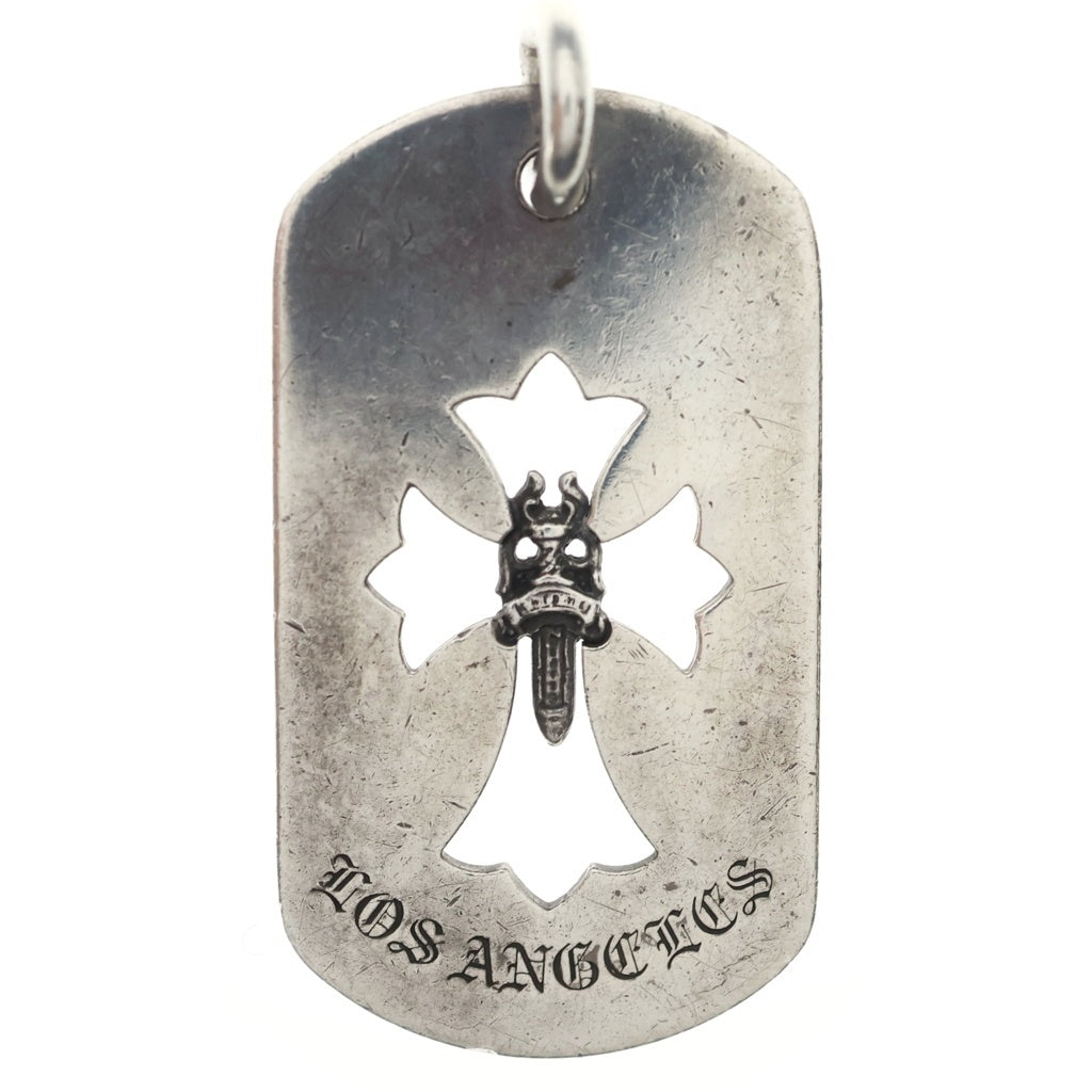 CHROME HEARTS(クロムハーツ) D TAG LRG CROSS DAGGLOS ANGELS ロサンゼルス限定 カットアウトクロスダガー ラージドッグタグネックレストップ