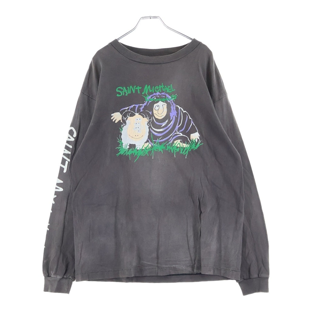 SAINT MICHAEL(セントマイケル) 21AW SHEEP GORILLA L/S TEE 長袖Tシャツカットソー ブラック SM-A21-0000-016