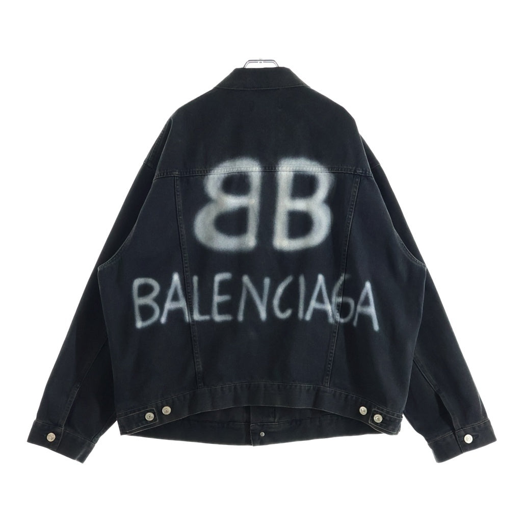 BALENCIAGA(バレンシアガ) Spray Paint BB Logo Denim Jacket スプレーペイントBBロゴ デニムジャケット ブラック 678354 TIWA2