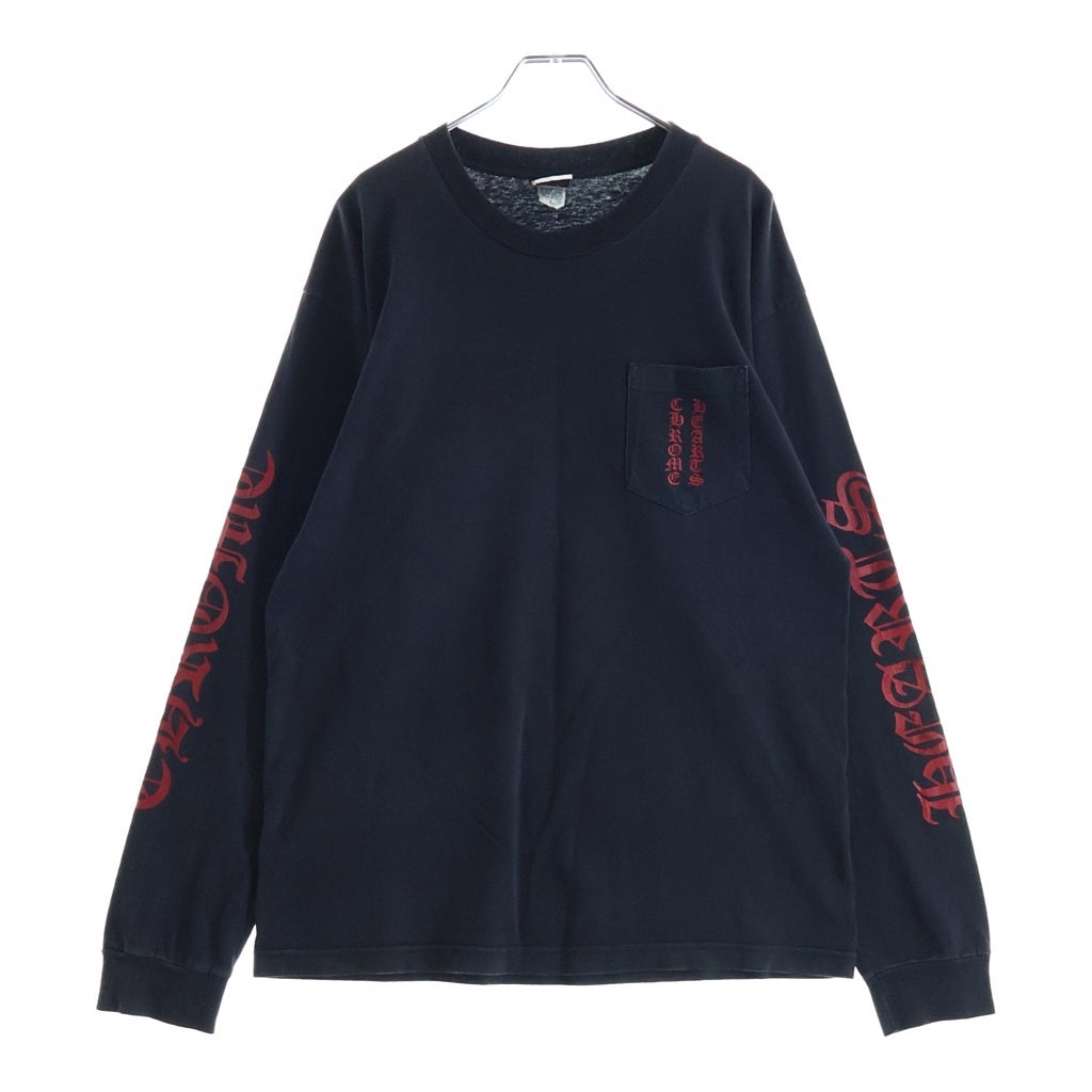 CHROME HEARTS(クロムハーツ) OLD CH SCROLL LOGO L/S TEE スクロールロゴ アームプリント 長袖Tシャツ ブラック/レッド