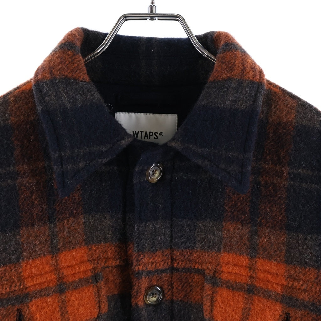 WTAPS(ダブルタップス) 24AW WCPO 02 JACKET WOPL MOSSER TEXTILE ウールチェックシャツジャケット ブラウン 242WVDT-JKM04