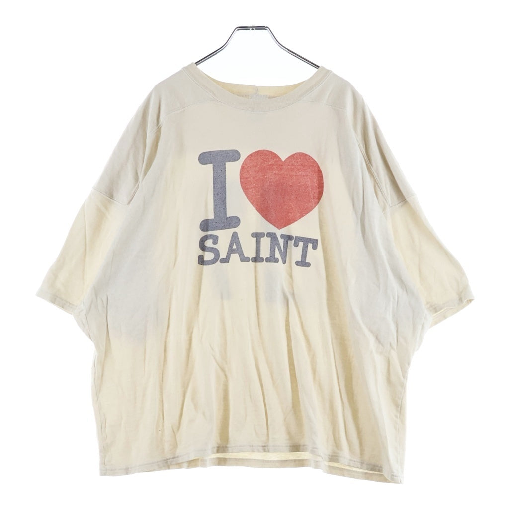 SAINT MICHAEL(セントマイケル) 26SS ヴィンテージ加工フットボールTシャツ アイボリー SM-MK8-0000-025