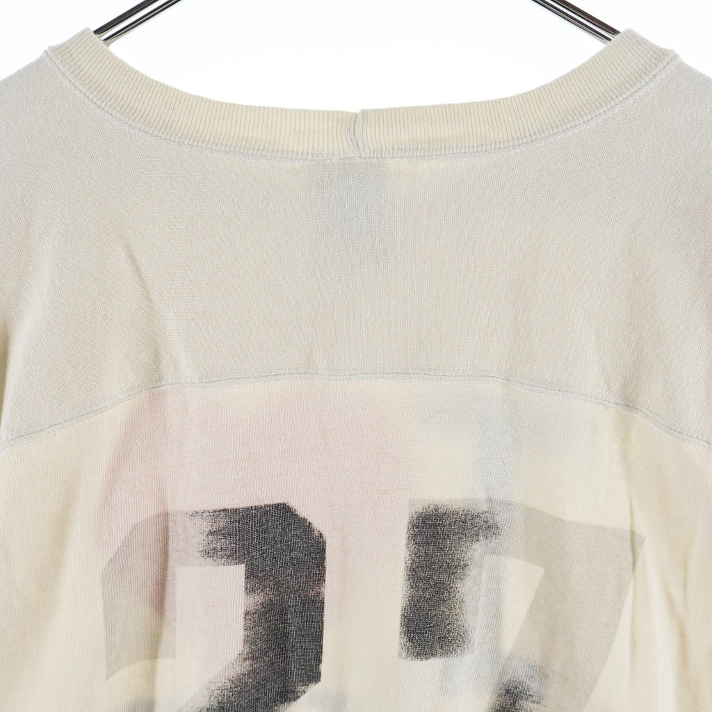 SAINT MICHAEL(セントマイケル) 26SS ヴィンテージ加工フットボールTシャツ アイボリー SM-MK8-0000-025