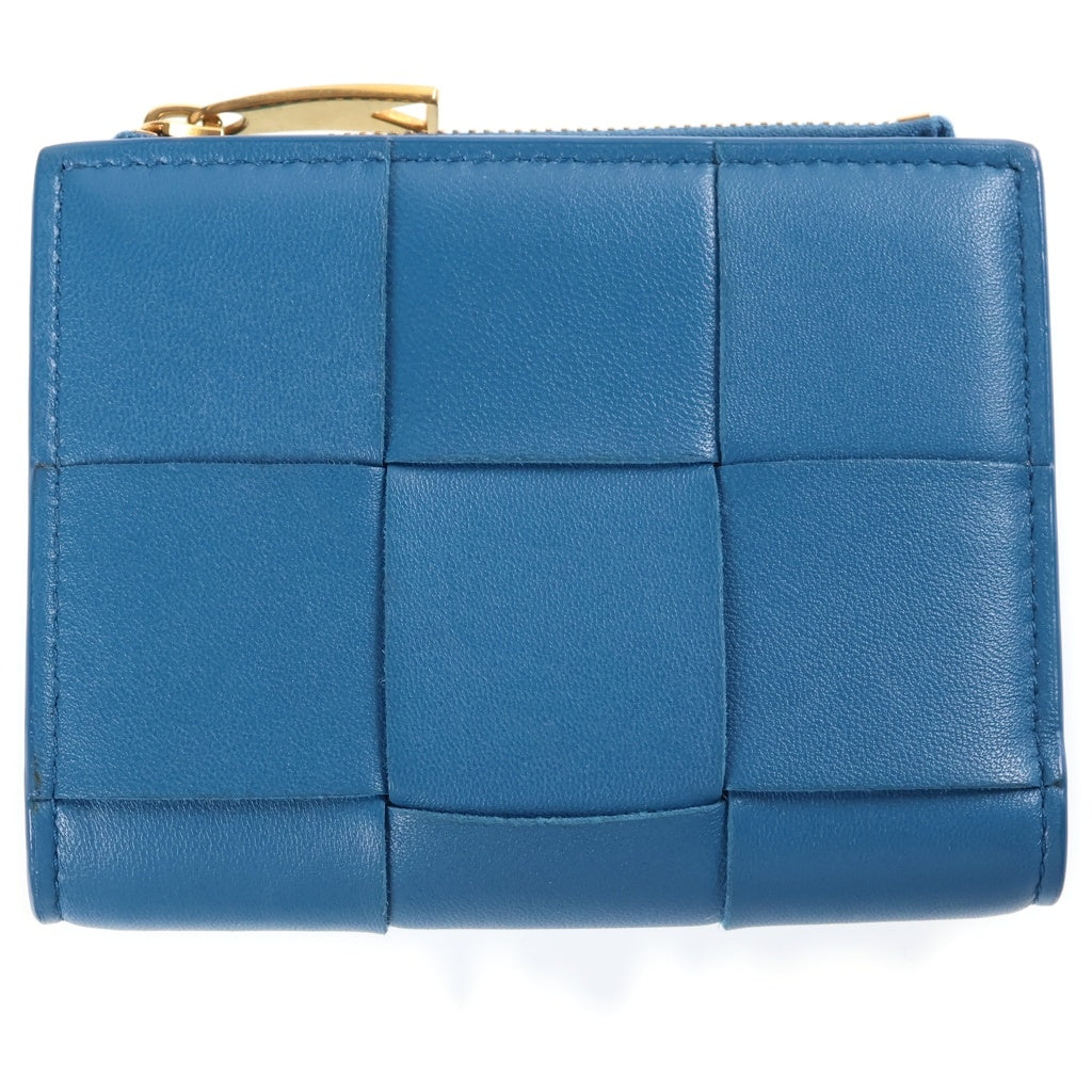 BOTTEGA VENETA(ボッテガヴェネタ) キシイントレチャート 二つ折り財布 ブルー 742698 レディース