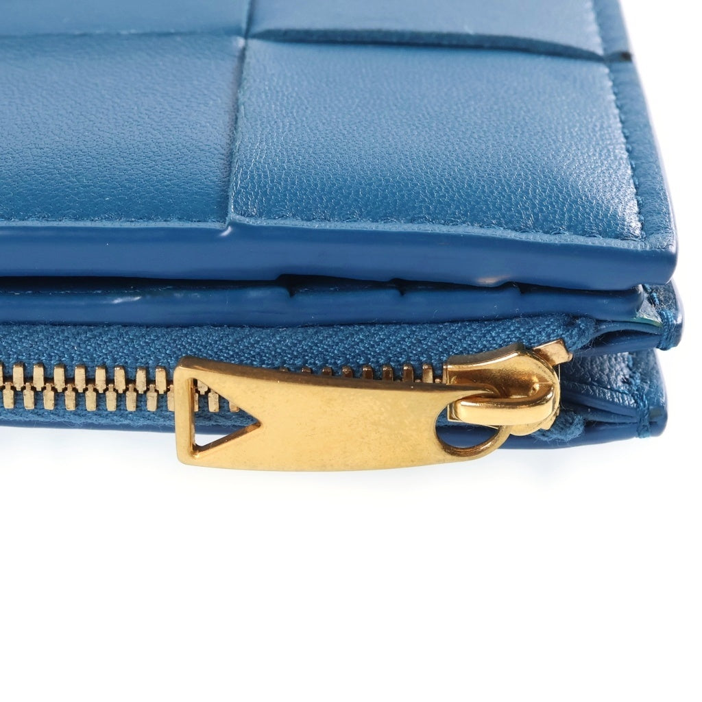 BOTTEGA VENETA(ボッテガヴェネタ) キシイントレチャート 二つ折り財布 ブルー 742698 レディース