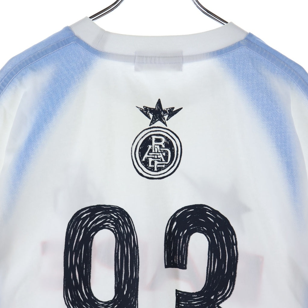 A BATHING APE(アベイシングエイプ) HEAVY WASH HAND DRAW FOOTBALL TEE ヘビーウォッシュ ハンドドロー フットボール半袖Tシャツカットソー ホワイト 001CSM301314M