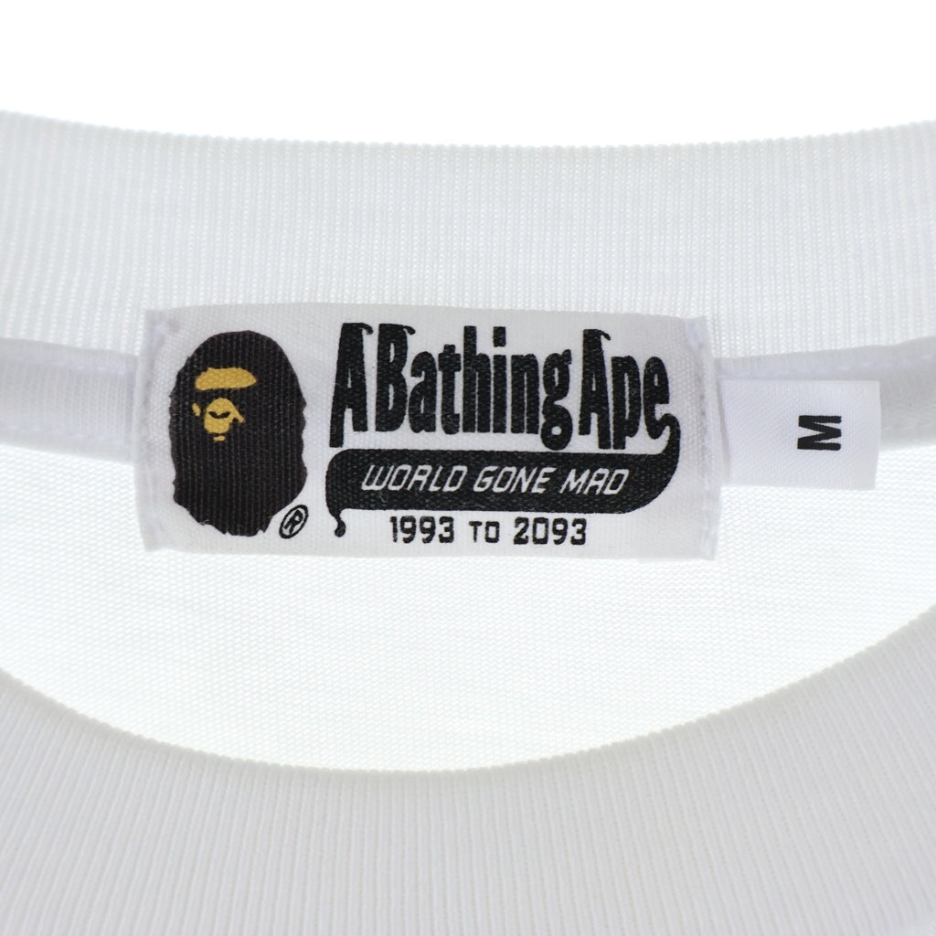 A BATHING APE(アベイシングエイプ) HEAVY WASH HAND DRAW FOOTBALL TEE ヘビーウォッシュ ハンドドロー フットボール半袖Tシャツカットソー ホワイト 001CSM301314M
