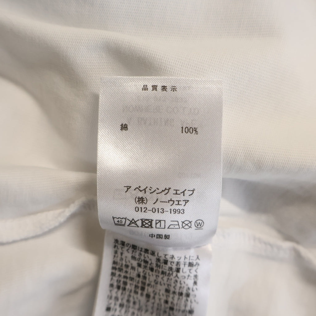 A BATHING APE(アベイシングエイプ) HEAVY WASH HAND DRAW FOOTBALL TEE ヘビーウォッシュ ハンドドロー フットボール半袖Tシャツカットソー ホワイト 001CSM301314M