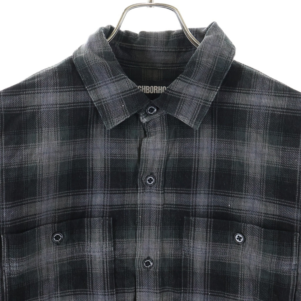NEIGHBORHOOD(ネイバーフッド) 25AW CORDUROY CHECK SHIRT LS コーデュロイチェックシャツ ブラック 252TSNH-SHM07