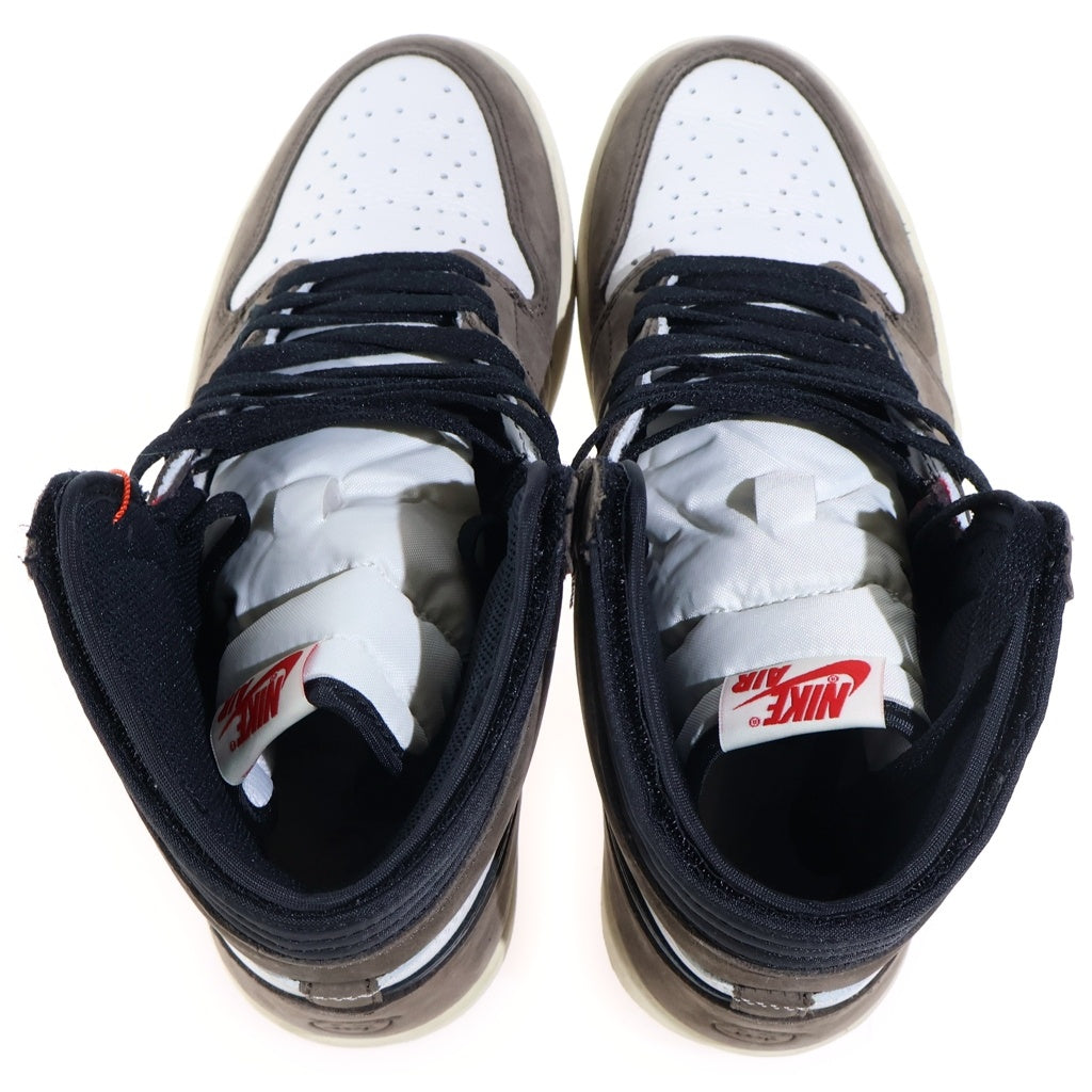 NIKE(ナイキ) ×TRAVIS SCOTT AIR JORDAN 1 RETRO HIGH OG TS SP トラヴィススコット エアジョーダン1 レトロ ハイカットスニーカー ブラウン/ホワイト US10/28cm CD4487-100