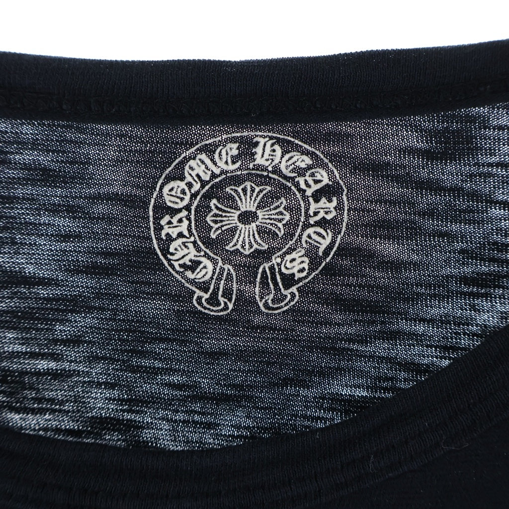 CHROME HEARTS(クロムハーツ) OLD RAGLAN L/S Tee ホースシュー/スクロールラベル プリントロゴ ラグラン長袖Tシャツ カットソー ブラック/グレー