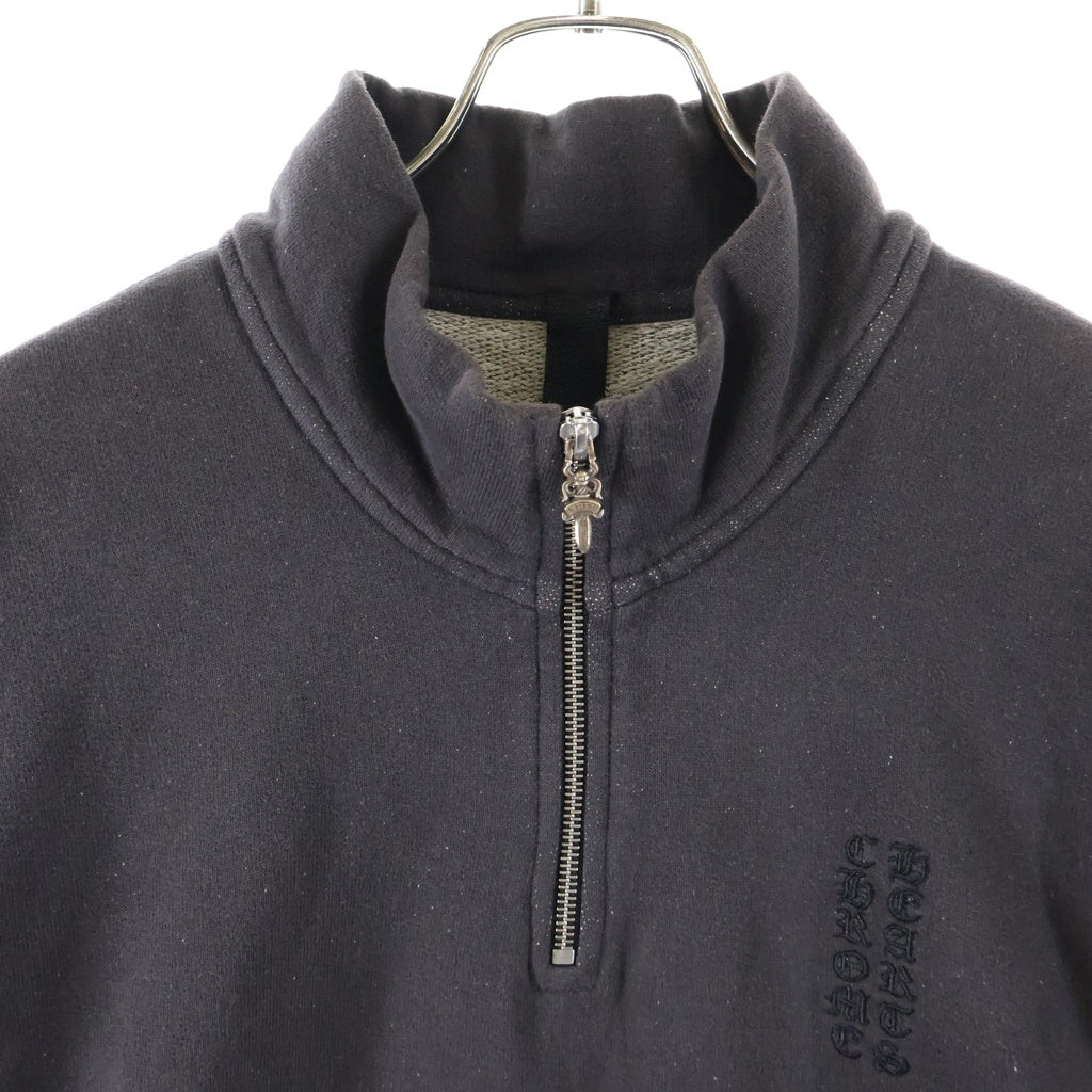 CHROME HEARTS(クロムハーツ) Y NOT ロゴ刺繍ハーフジップスウェット ブラック
