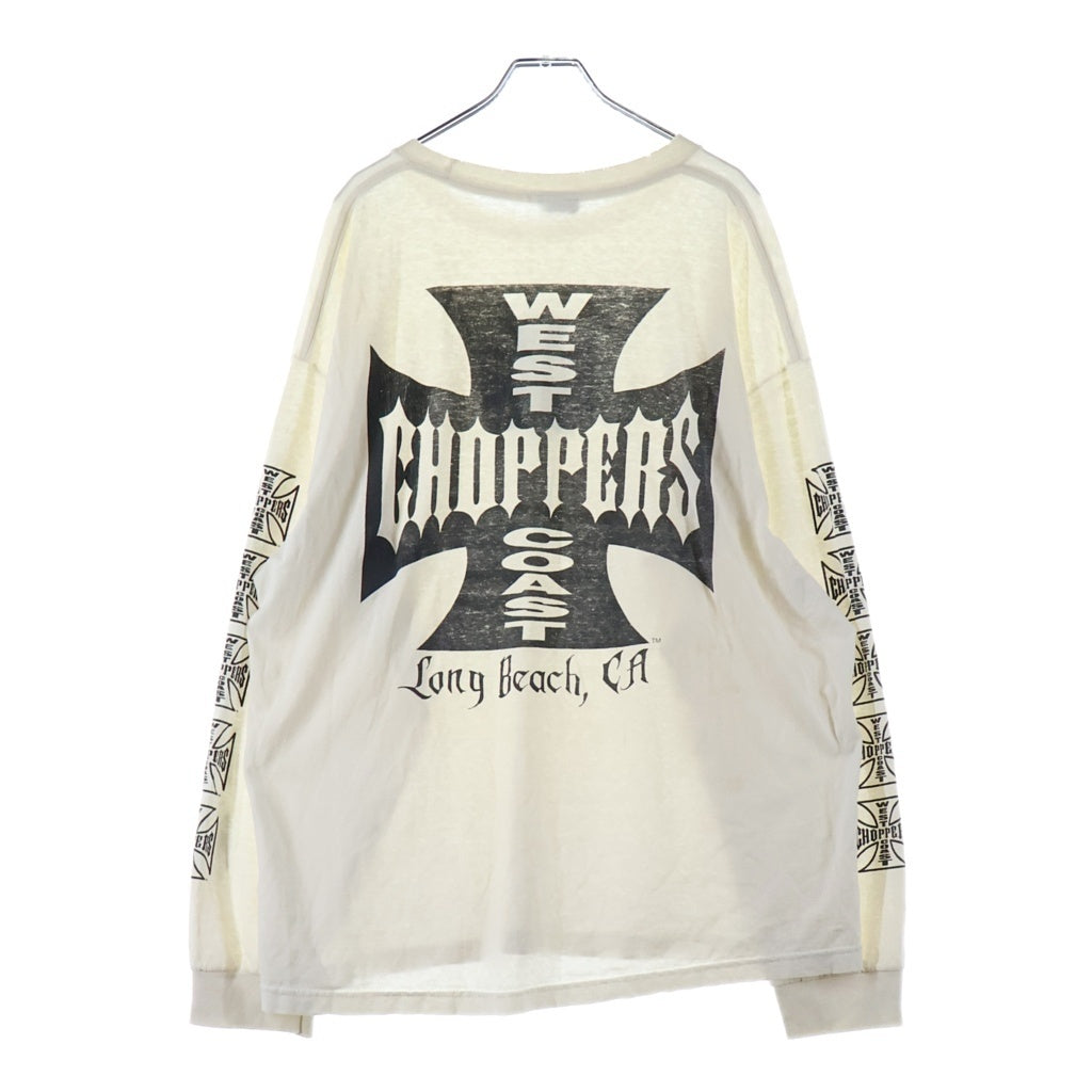 VINTAGE(ヴィンテージ) 90-00s West Coast Choppers L/S Tee ウエストコーストチョッパーズ アイアンクロス 袖ロゴ 長袖Tシャツ カットソー ホワイト