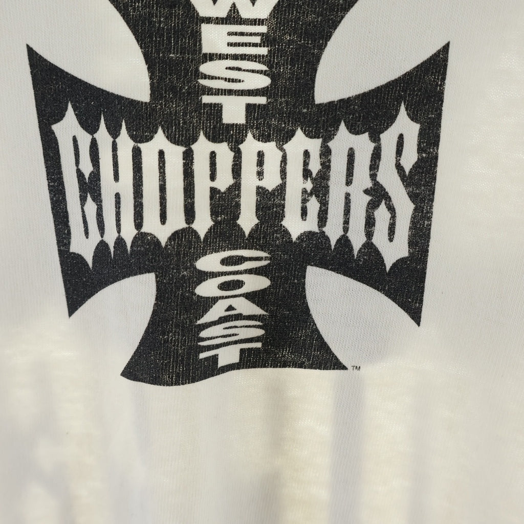 VINTAGE(ヴィンテージ) 90-00s West Coast Choppers L/S Tee ウエストコーストチョッパーズ アイアンクロス 袖ロゴ 長袖Tシャツ カットソー ホワイト