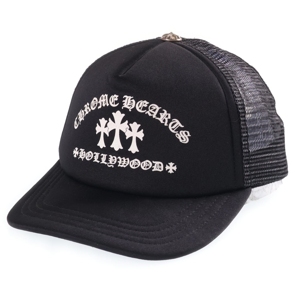 CHROME HEARTS(クロムハーツ) TRUCKER CAP セメタリークロスプリント メッシュ トラッカーキャップ 帽子 ブラック/ホワイト