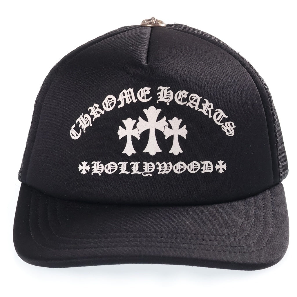 CHROME HEARTS(クロムハーツ) TRUCKER CAP セメタリークロスプリント メッシュ トラッカーキャップ 帽子 ブラック/ホワイト