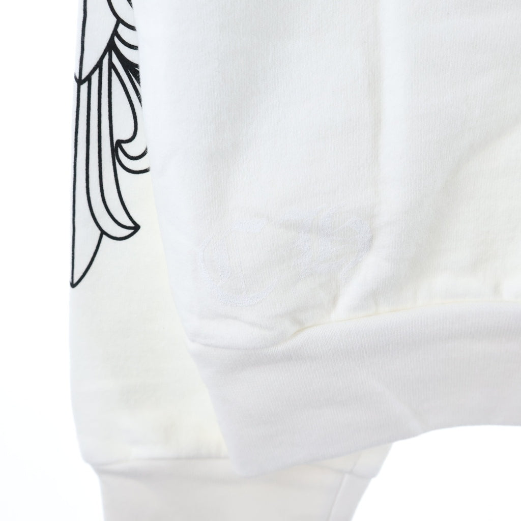 CHROME HEARTS(クロムハーツ) LOVE YOU NECK LOGO ラブユー ネックロゴ 袖フローラルプリント クルーネックスウェット ホワイト