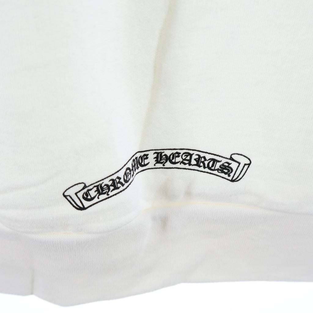 CHROME HEARTS(クロムハーツ) LOVE YOU NECK LOGO ラブユー ネックロゴ 袖フローラルプリント クルーネックスウェット ホワイト