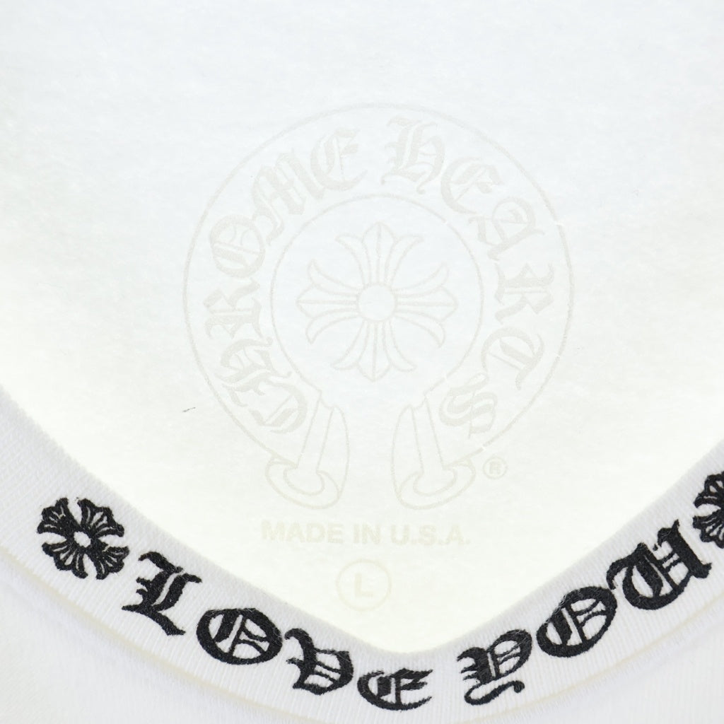CHROME HEARTS(クロムハーツ) LOVE YOU NECK LOGO ラブユー ネックロゴ 袖フローラルプリント クルーネックスウェット ホワイト