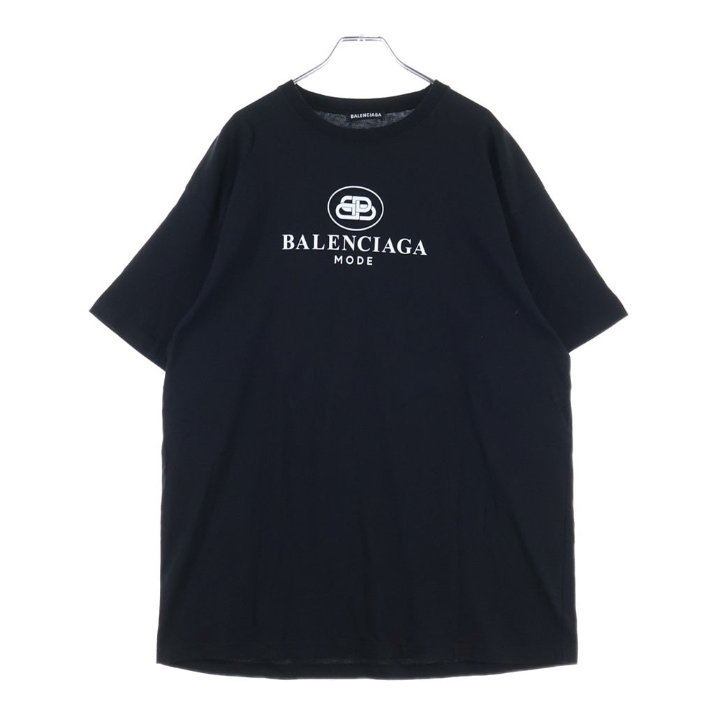 BALENCIAGA(バレンシアガ) フロントロゴプリント 半袖Tシャツカットソー ブラック 570803 TFV76