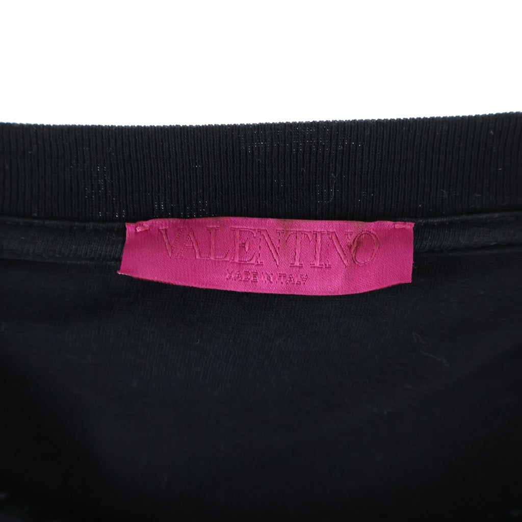 VALENTINO(ヴァレンティノ) スタッド ナイロン コットン切替 半袖Tシャツカットソー ブラック 0000045669 01