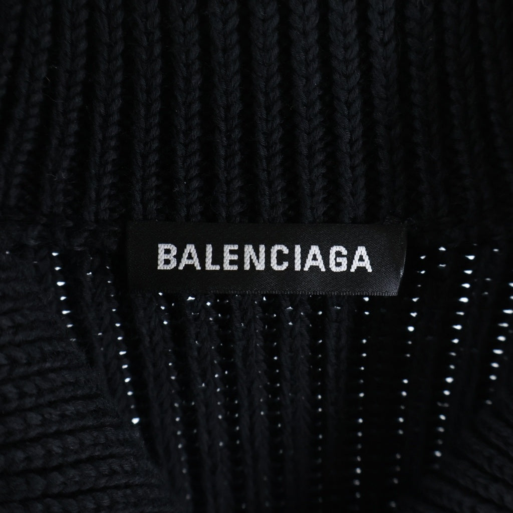 BALENCIAGA(バレンシアガ) COLORBLOCK ZIP-UP CARDIGAN ニット スウェット ドッキング ジップアップ カーディガン ブラック/ブルー 606899 T3163