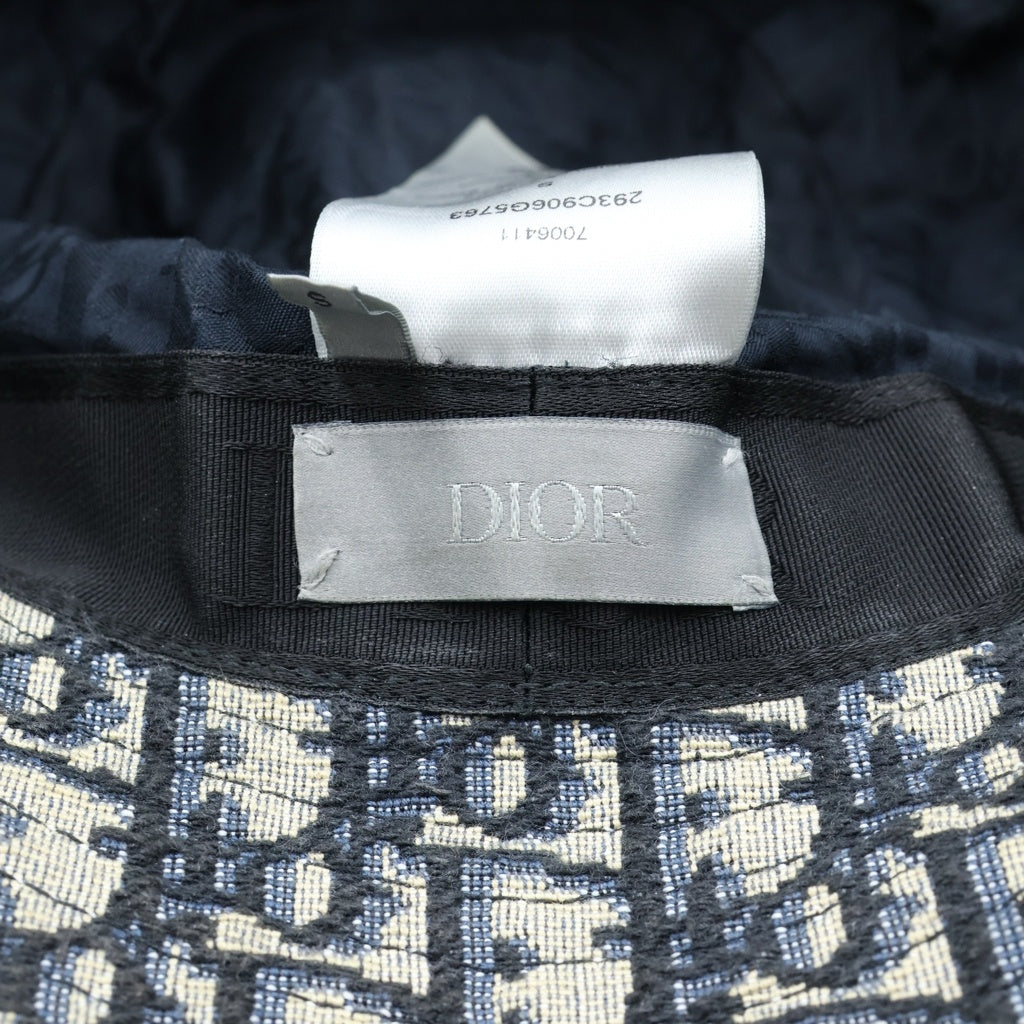 DIOR(ディオール) オブリーク コットン ブレンド ジャカードボブハット バケットハット ベージュ×ネイビー 293C906G5763