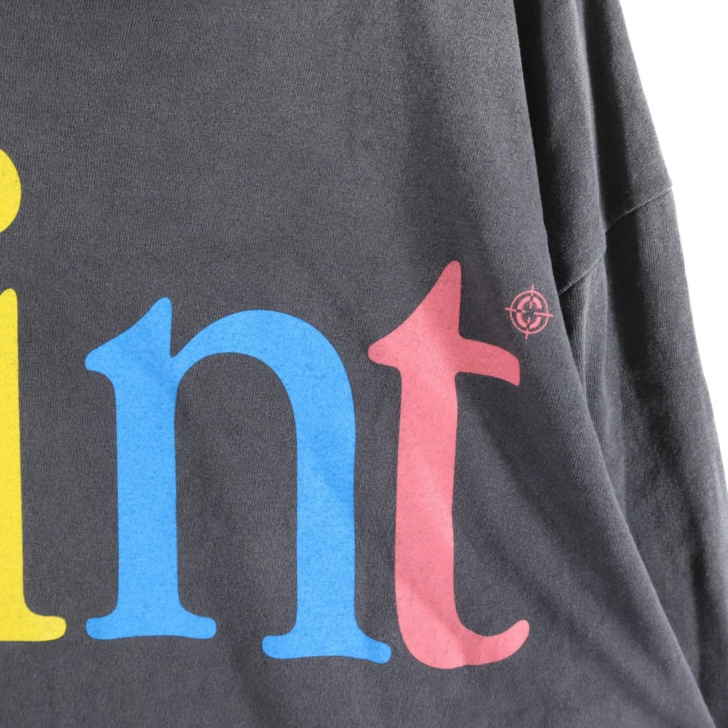 SAINT MICHAEL(セントマイケル) 25SS RAINBOW LS TEE加工 レインボーロゴプリントTシャツ 長袖クルーネックカットソー ブラック SM-HR8-0000-032