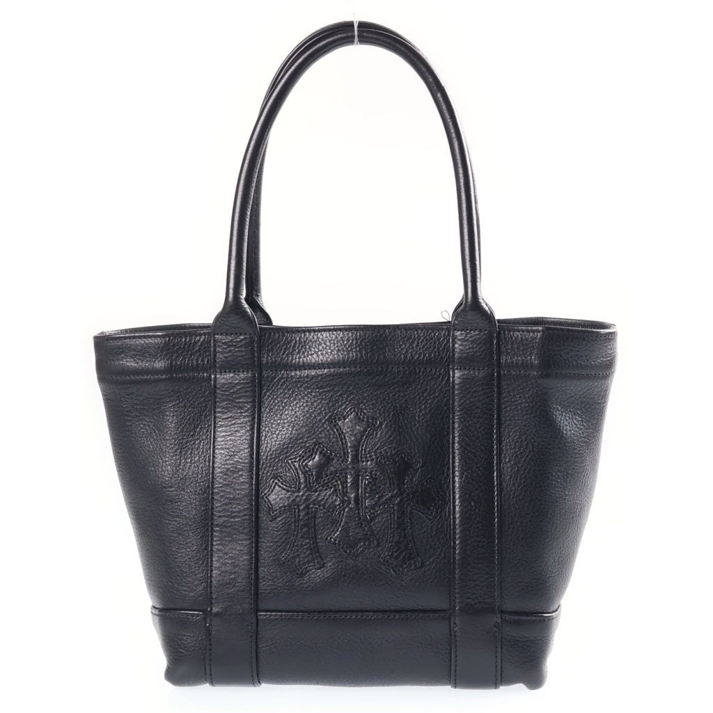CHROME HEARTS(クロムハーツ) MINI TOTE BAG セメタリークロスパッチ ミニトート レザーハンドバック ブラック レディース