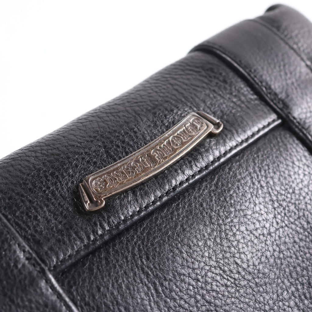 CHROME HEARTS(クロムハーツ) MINI TOTE BAG セメタリークロスパッチ ミニトート レザーハンドバック ブラック レディース