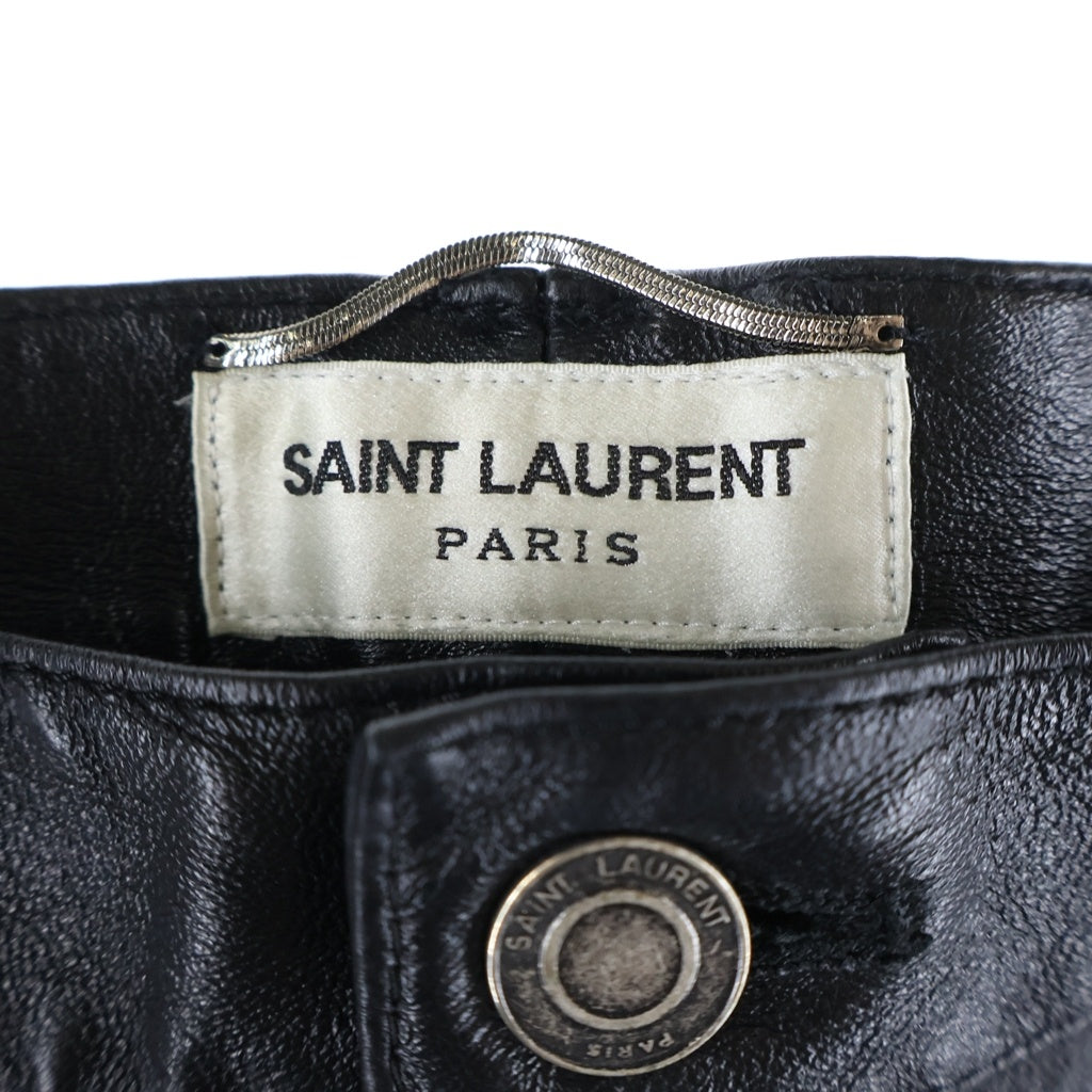 SAINT LAURENT PARIS(サンローランパリ) 22SS ラムレザースキニーロングパンツ ブラック 484303 Y5RG2