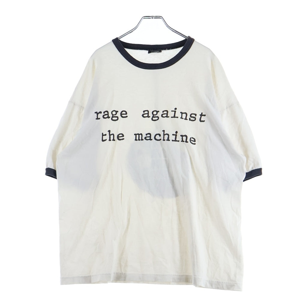VINTAGE(ヴィンテージ) 90S RAGE AGAINST THE MACHINE レイジアゲインストザマシーン フロントプリント リンガー半袖Tシャツカットソー ホワイト