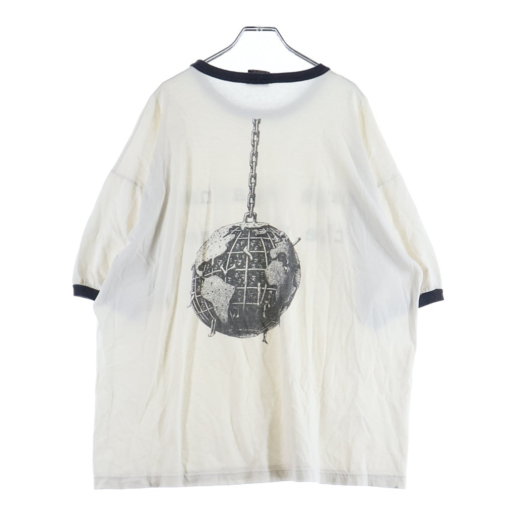 VINTAGE(ヴィンテージ) 90S RAGE AGAINST THE MACHINE レイジアゲインストザマシーン フロントプリント リンガー半袖Tシャツカットソー ホワイト