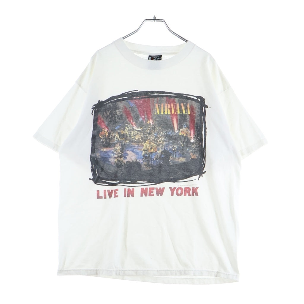 VINTAGE(ヴィンテージ) 90S NIRVANA LIVE IN NEW YORK ニルヴァーナ フロントプリント 半袖Tシャツカットソー ホワイト