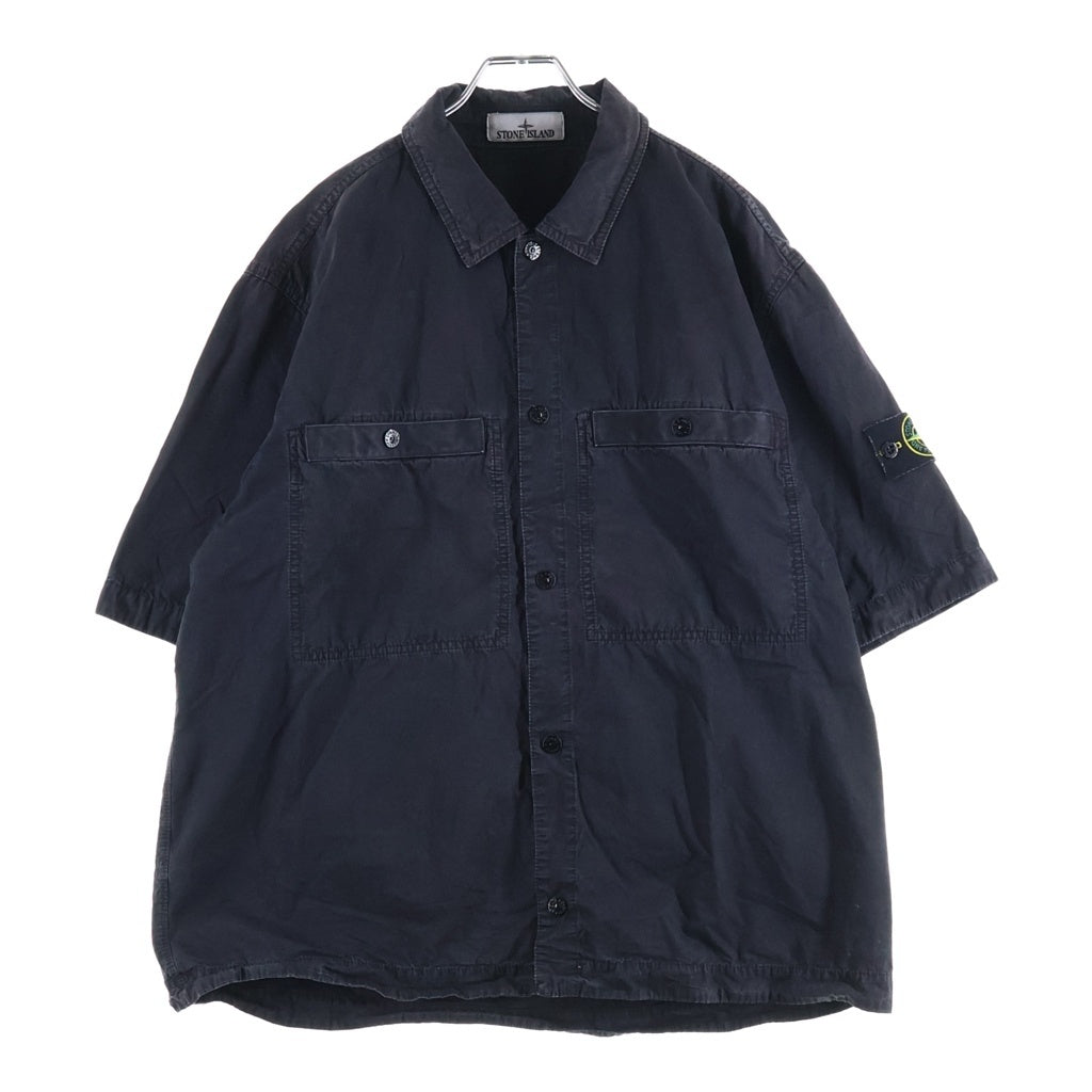 STONE ISLAND(ストーンアイランド) ブラッシュ加工 コットンキャンバスシャツ ブラック K1S151200029 S00WN